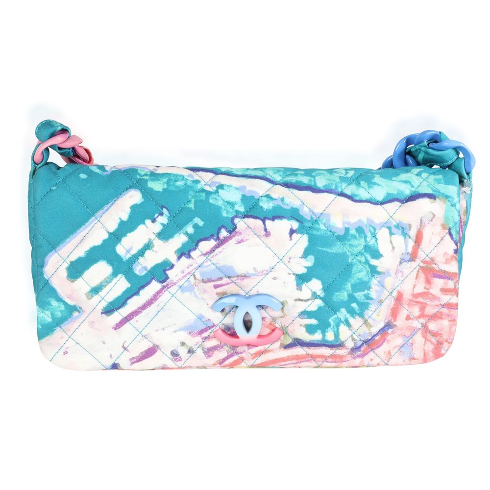 Chanel Watercolor Graffiti Quilted Nylon Top Handle Flap Bag